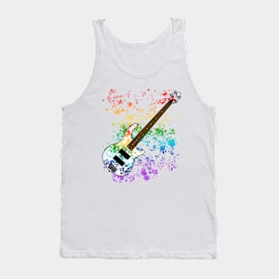 Bass Guitar Rainbow Colours Bassist Musician Tank Top